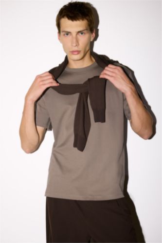 100% Хлопок Регулярный Фит Основная Футболка С Круглым Воротом И Короткими Рукавами