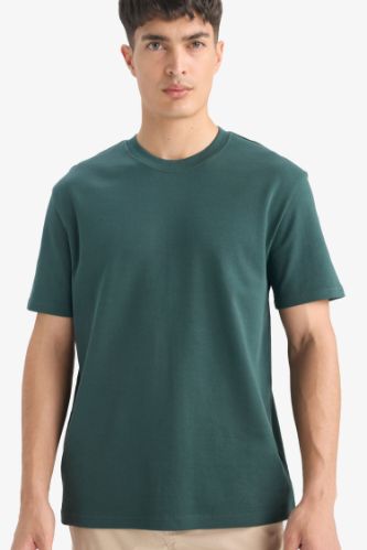 %100 Pamuk Regular Fit Bisiklet Yaka Basic Düz Kısa Kollu Tişört