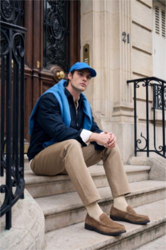 HOMME Marron Clair Pantalon droit avec poches