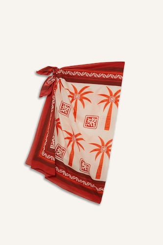 Regular Fit Palm Tree Patterned Cotton Pareo