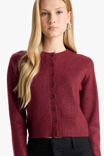 Coool Slim Fit Dar Kesim Bisiklet Yaka Düğmeli Triko Hırka