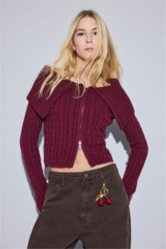 Cardigan en tricot épaules dénudées Coupe régulière