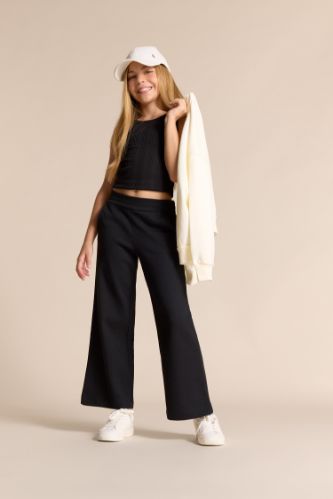 Kız Çocuk Wide Leg Waffle Geniş Paça Pantolon