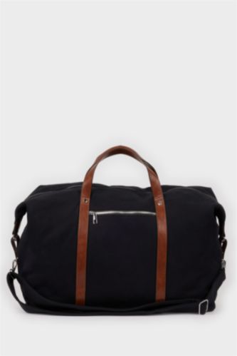 Erkek Siyah Erkek Kanvas Spor Ve Seyahat Çantası