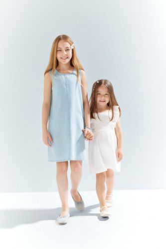 Kız Bebek Kolsuz Poplin Elbise