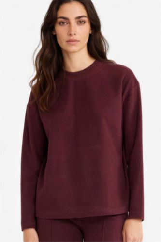 Woman Bordeaux Relax Fit Long Sleeve Sweatshirt