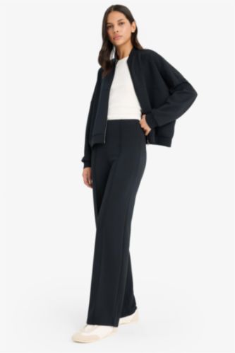 نساء أسود سروال قصة مستقيمة