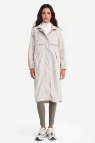 جاكيت مطر طويل قصة عادية بغطاء للرأس