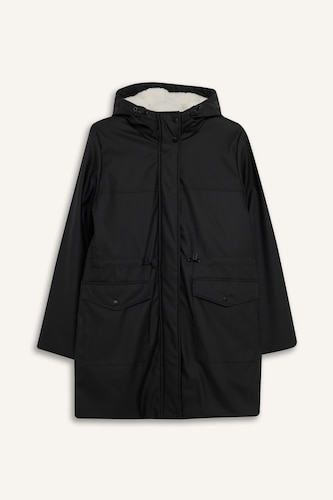 Regular Fit Faux Leather Raincoat
