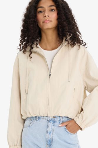 Regular Fit Hooded Waterproof Crop Jacket