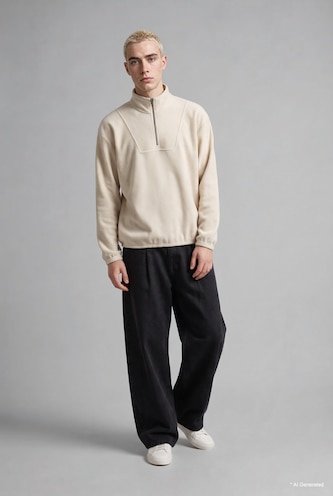 Men Stone Boxy Fit fleece Sweatshirt