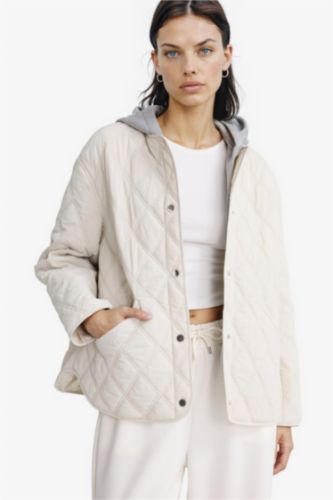 Su Geçirmez Çift Taraflı Regular Fit Kapitoneli Çıtçıtlı Mont