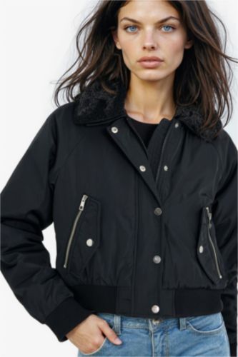 Regular Fit Polo Neck Waterproof Crop Jacket
