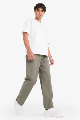 بنطلون جبردين وايد ليج برجل عادية بجيب