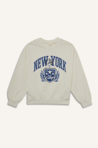 Girl Relax Fit Crew Neck Printed Sweatshirt