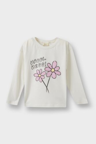 Baby Girl Crew Neck Floral Long Sleeve T-Shirt