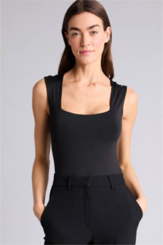 Kadın Siyah Kare Yaka Bodysuit