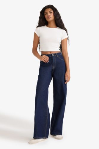 Wide Leg Normal Bel Düz Paça Uzun Jean Pantolon