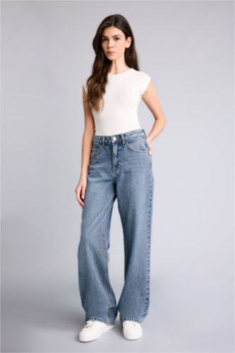 WOMAN Blue Regular Hem Denim Trousers
