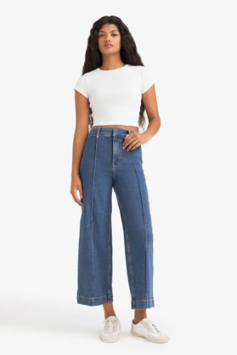 Culotte High Waist Crop Fit Jeans