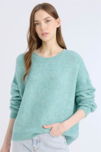 Oversize Geniş Kalıp Bisiklet Yaka Triko Kazak