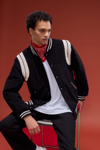 Su İtici Regular Fit Kolej Yaka Bomber Çıtçıtlı İç Cepli Mont