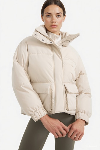 Women Light Beige Puffer Jacket