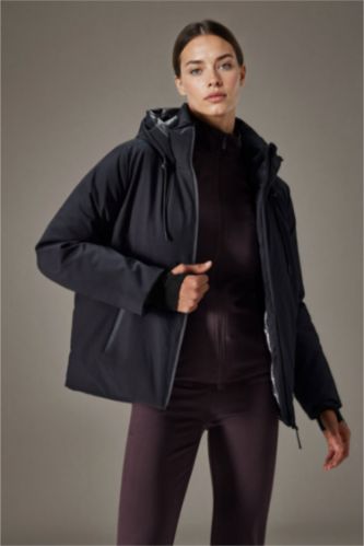 حريمي أسود جاكيت وتر بروف قصة عادية بكابيشون وبطانة صوفية