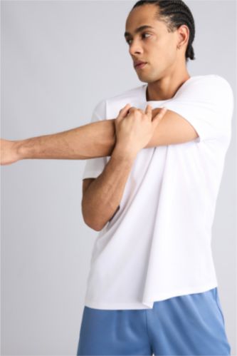 Erkek Beyaz Standart Fıt Kısa Kollu Tişört