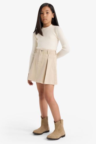 Jupe plissée en gabardine pour fille