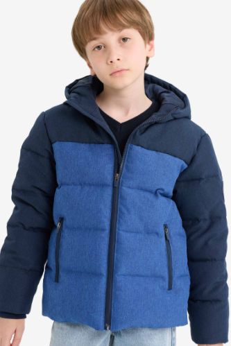 Boy Waterproof Hooded Zippered Puffer Jacket