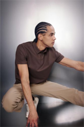 رجال بني فاتح Standard Fit Sports Polo T-shirt