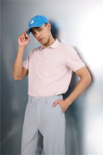 Erkek Lila Standart Fit Polo Yaka Sporcu Kısa Kollu Tişört