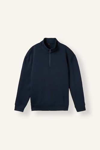 Erkek Lacivert Boxy Fıt Skuba Dalgıç Kumaş Sweatshirt