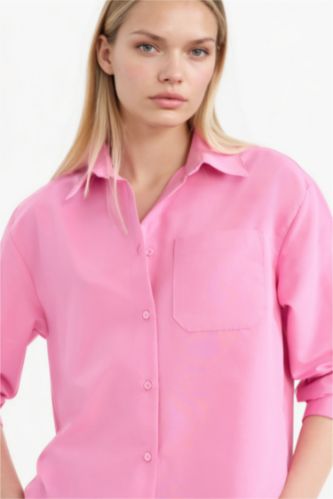 Kadın Pembe Oversıze Poplin
