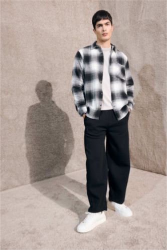 Wide Leg Cepli Geniş Paça Dokulu Eşofman Altı