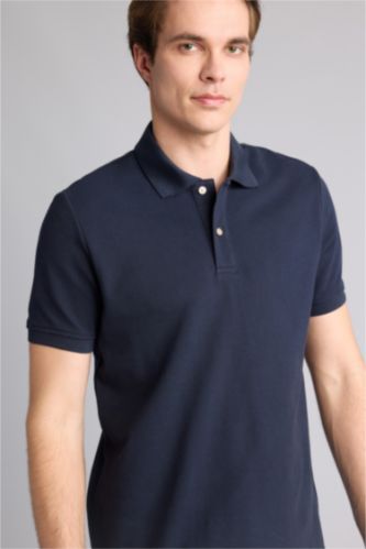 MAN NAVY Regular Fit Pique Short Sleeve Polo T-Shirt