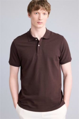 Erkek Kahve %100 Pamuk Polo Tişört