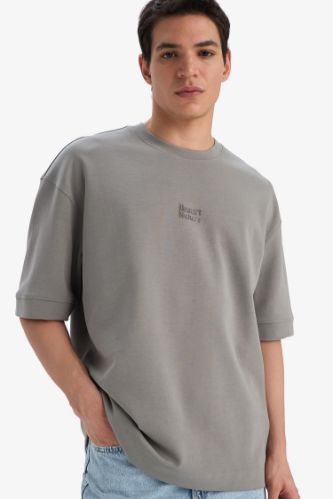 Loose Fit Crew Neck Printed Short Sleeve T-Shirt