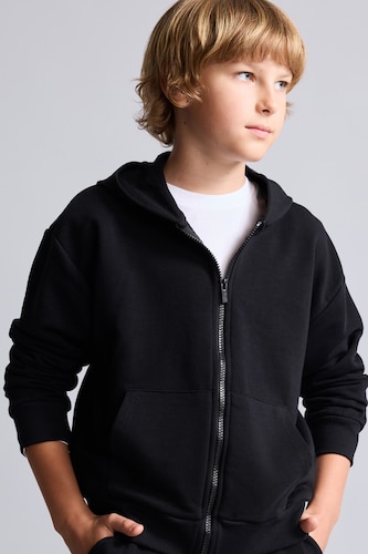 أولاد أسود Boy Zip-Up Hooded Sweatshirt