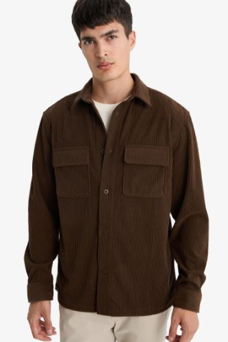 Regular Fit Polo Collar Long Sleeve Shirt