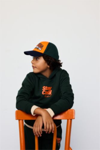 Erkek Çocuk Kapüşonlu Baskılı İçi Yumuşak Tüylü Sweatshirt 