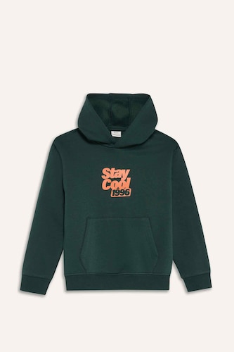 Boy Hooded Printed Soft Inside Sweatshirt