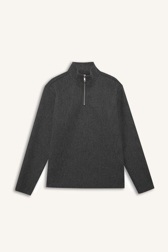 Regular Fıt Yarım Fermuarlı Sweatshirt