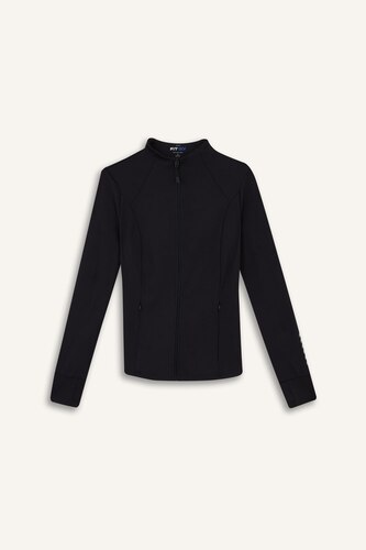 Slim Fit Stand Collar Zip-Up Sweatshirt