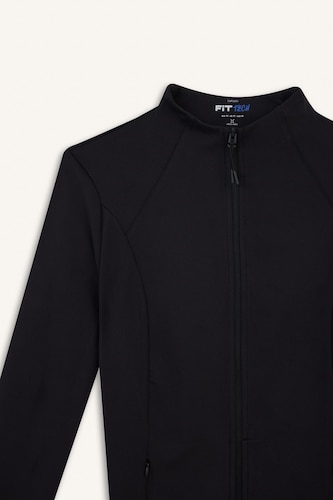 Slim Fit Stand Collar Zip-Up Sweatshirt