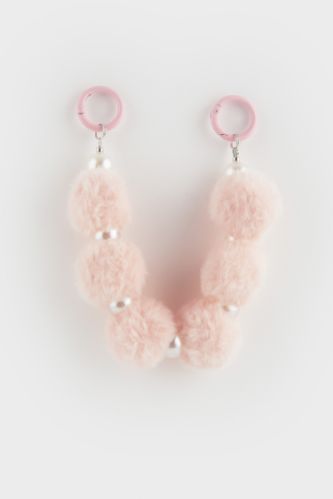 Kadın Pembe Peluş Charm Anahtarlık