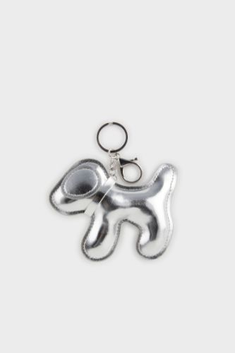Kadın Gümüş Köpekli Charm Anahtarlık