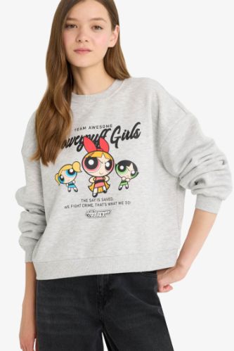 Coool PowerPuff Girls Лицензиялық қалыпты пішім үлкен дөңгелек жаға Свитер