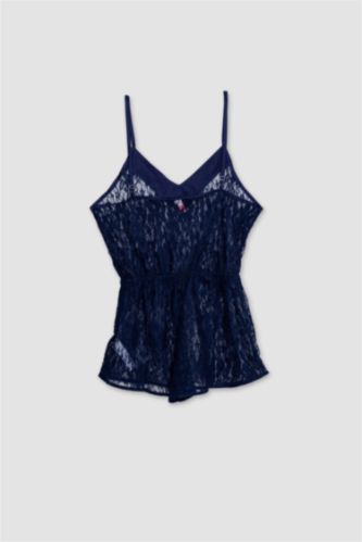 WOMAN NAVY Fall in Love V Neck Tulle Strappy Jumpsuit